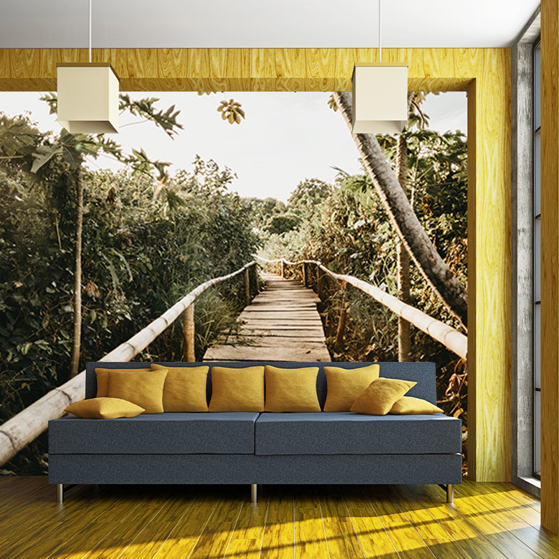 Modern Style Mural Wallpaper Wooden Bridge Environment Friendly Bedroom Wall Mural
