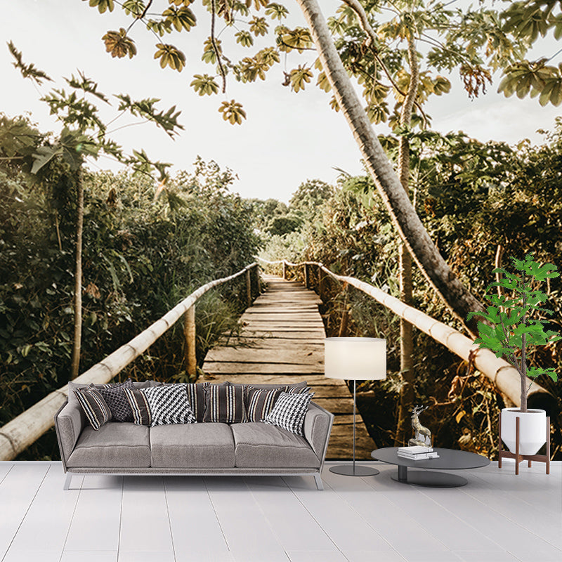 Modern Style Mural Wallpaper Wooden Bridge Environment Friendly Bedroom Wall Mural