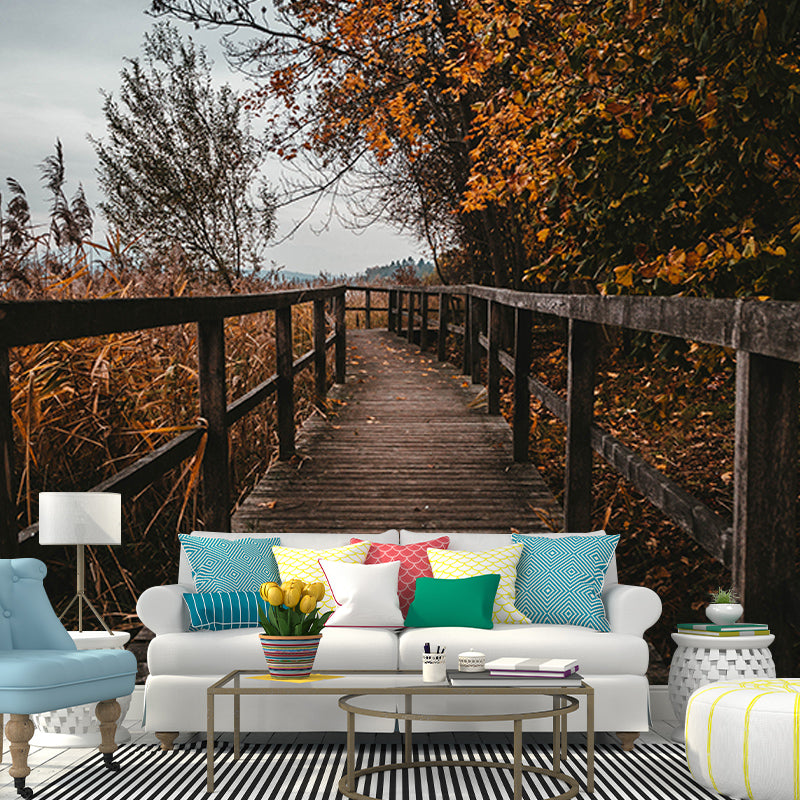 Modern Style Mural Wallpaper Wooden Bridge Environment Friendly Bedroom Wall Mural