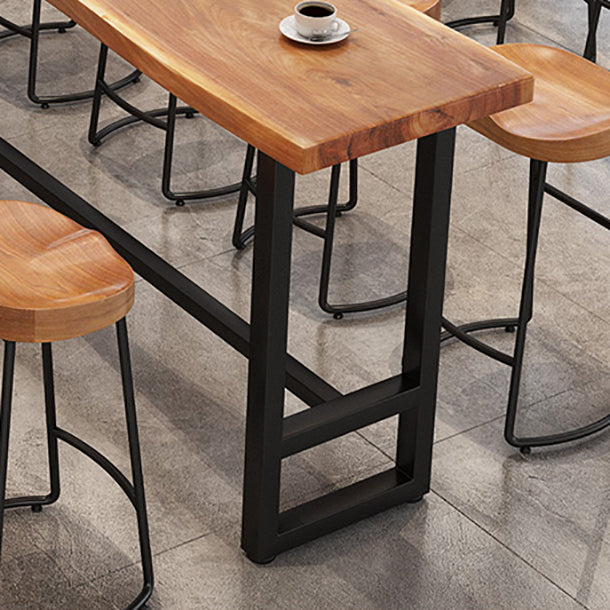 Pine Wood Bar Table Industrial Bar Dining Table with Trestle Base