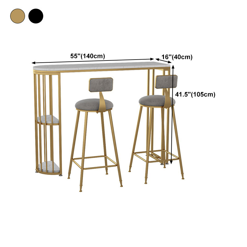 White Stone Bar Dining Table Contemporary Bar Table with Sled Base