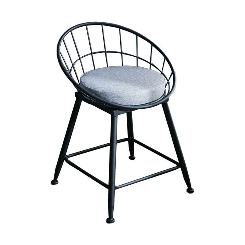 Scandinavian Design Bucket Counter Stool for Home Upholstered Bar Stools with Metal Base