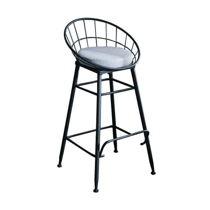 Scandinavian Design Bucket Counter Stool for Home Upholstered Bar Stools with Metal Base