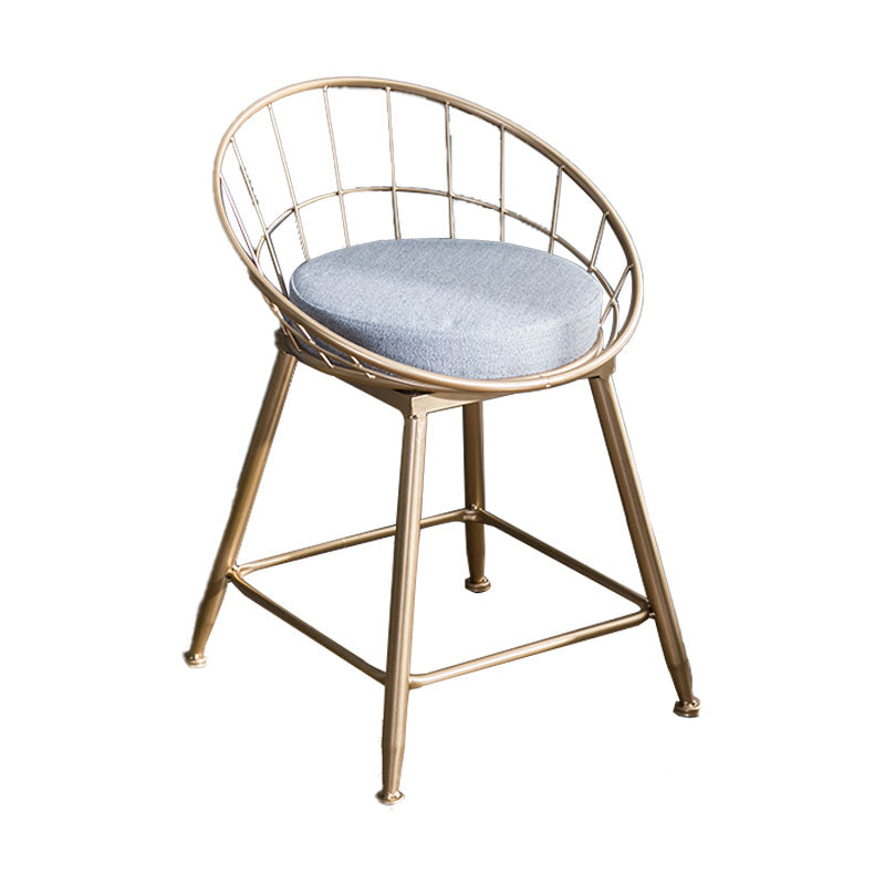 Scandinavian Design Bucket Counter Stool for Home Upholstered Bar Stools with Metal Base