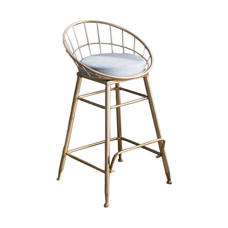 Scandinavian Design Bucket Counter Stool for Home Upholstered Bar Stools with Metal Base