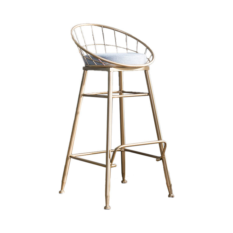 Scandinavian Design Bucket Counter Stool for Home Upholstered Bar Stools with Metal Base