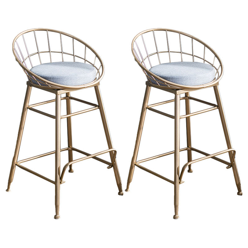 Scandinavian Design Bucket Counter Stool for Home Upholstered Bar Stools with Metal Base