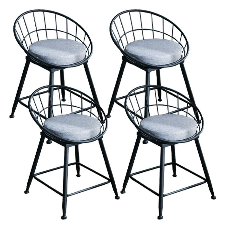Scandinavian Design Bucket Counter Stool for Home Upholstered Bar Stools with Metal Base
