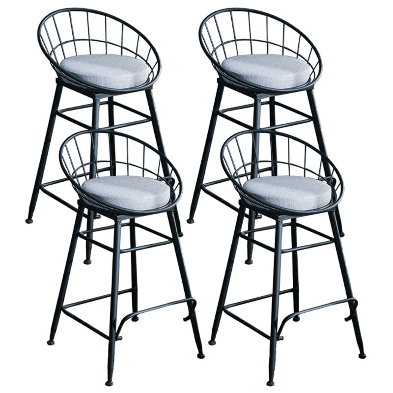 Scandinavian Design Bucket Counter Stool for Home Upholstered Bar Stools with Metal Base