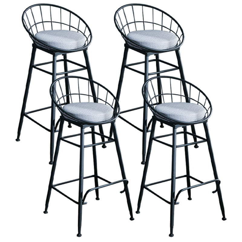 Scandinavian Design Bucket Counter Stool for Home Upholstered Bar Stools with Metal Base