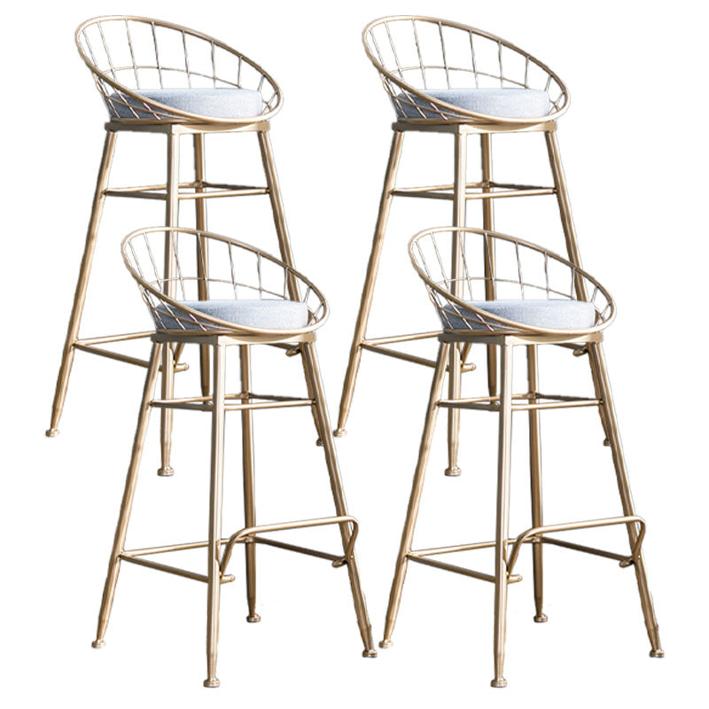 Scandinavian Design Bucket Counter Stool for Home Upholstered Bar Stools with Metal Base