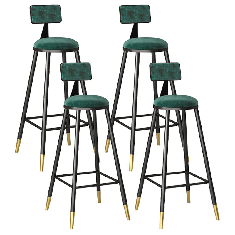 Glam Style Upholstered Fabric Stools Low Back Stools with Cushion