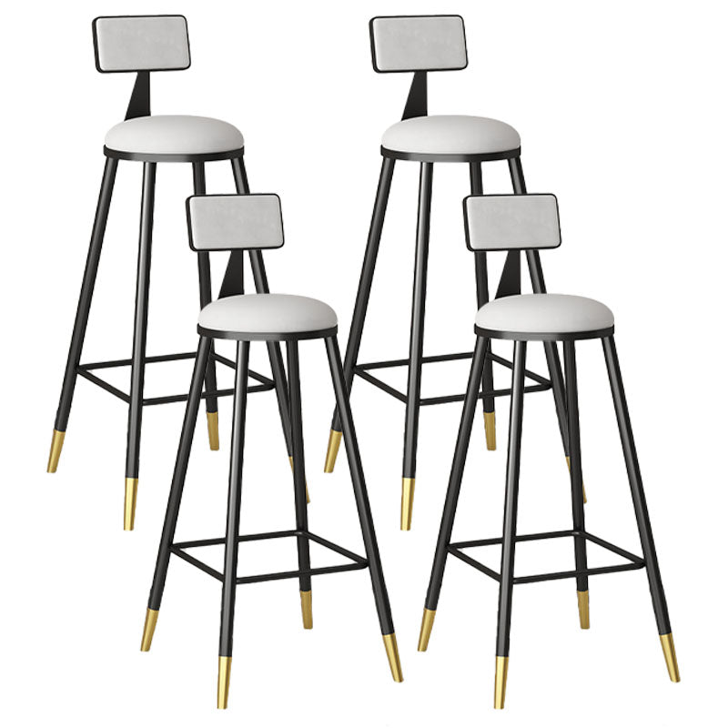 Glam Style Upholstered Fabric Stools Low Back Stools with Cushion