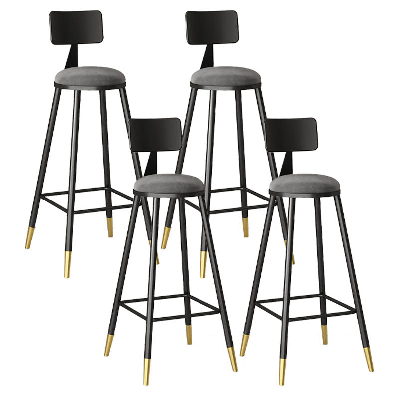 Glam Style Upholstered Fabric Stools Low Back Stools with Cushion