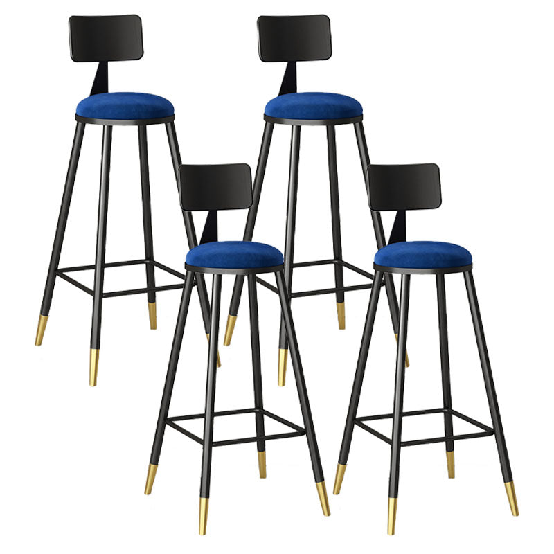 Glam Style Upholstered Fabric Stools Low Back Stools with Cushion