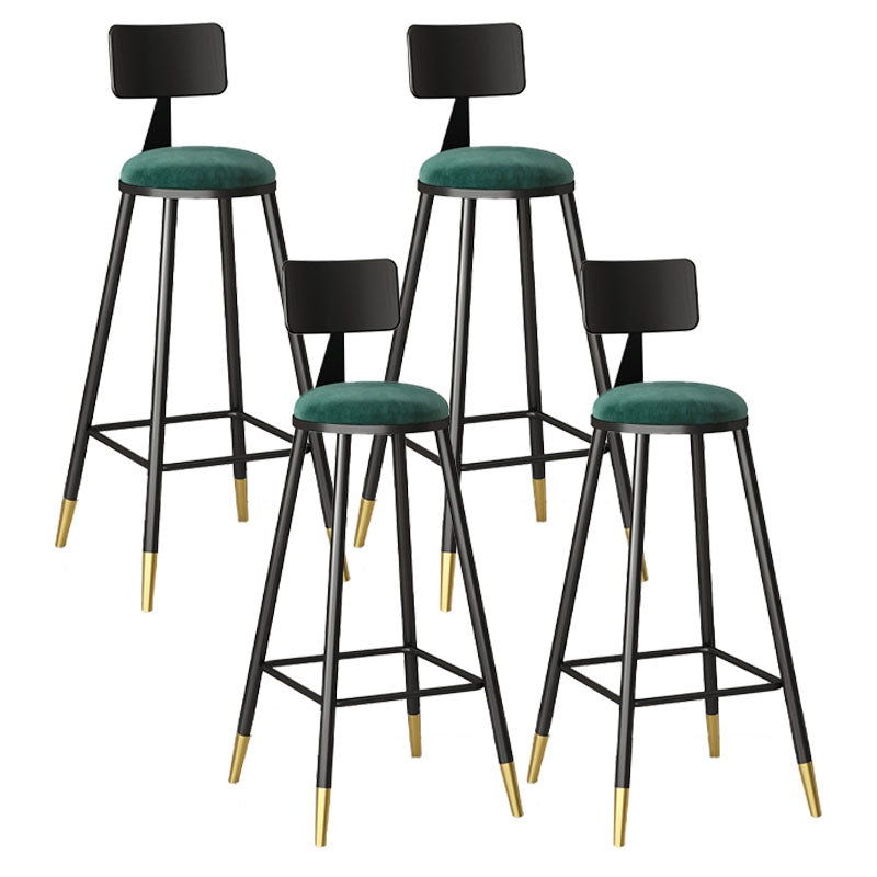 Glam Style Upholstered Fabric Stools Low Back Stools with Cushion
