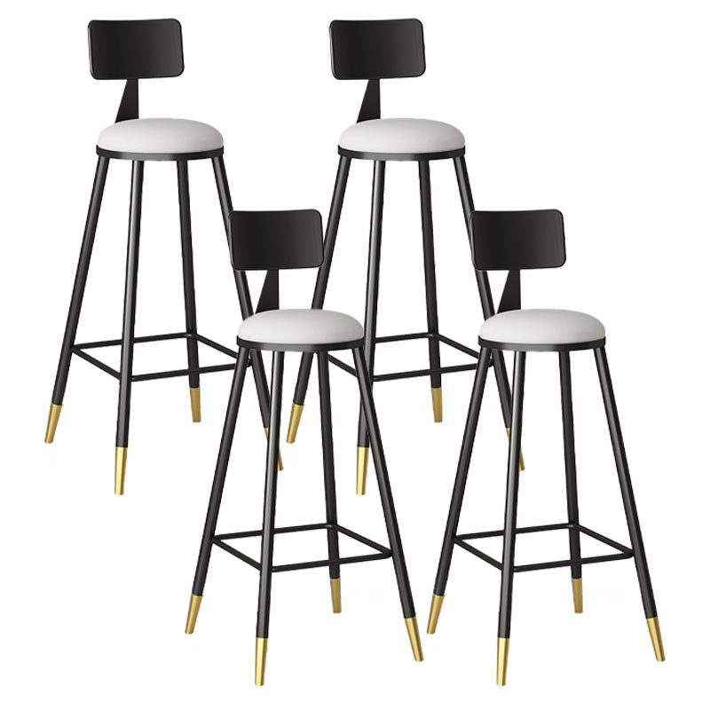 Glam Style Upholstered Fabric Stools Low Back Stools with Cushion