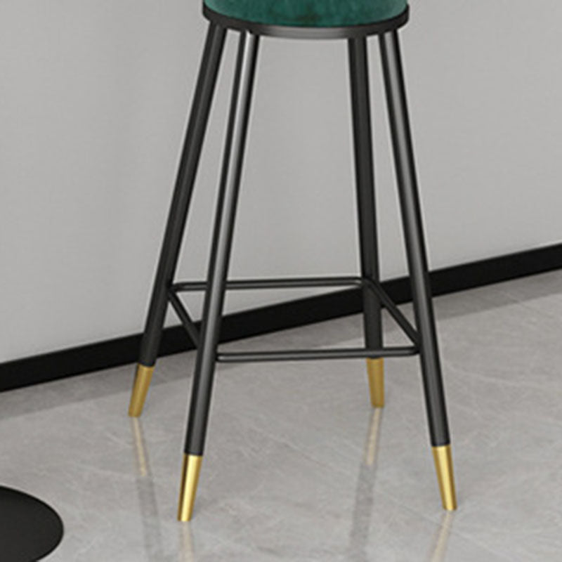 Glam Style Upholstered Fabric Stools Low Back Stools with Cushion