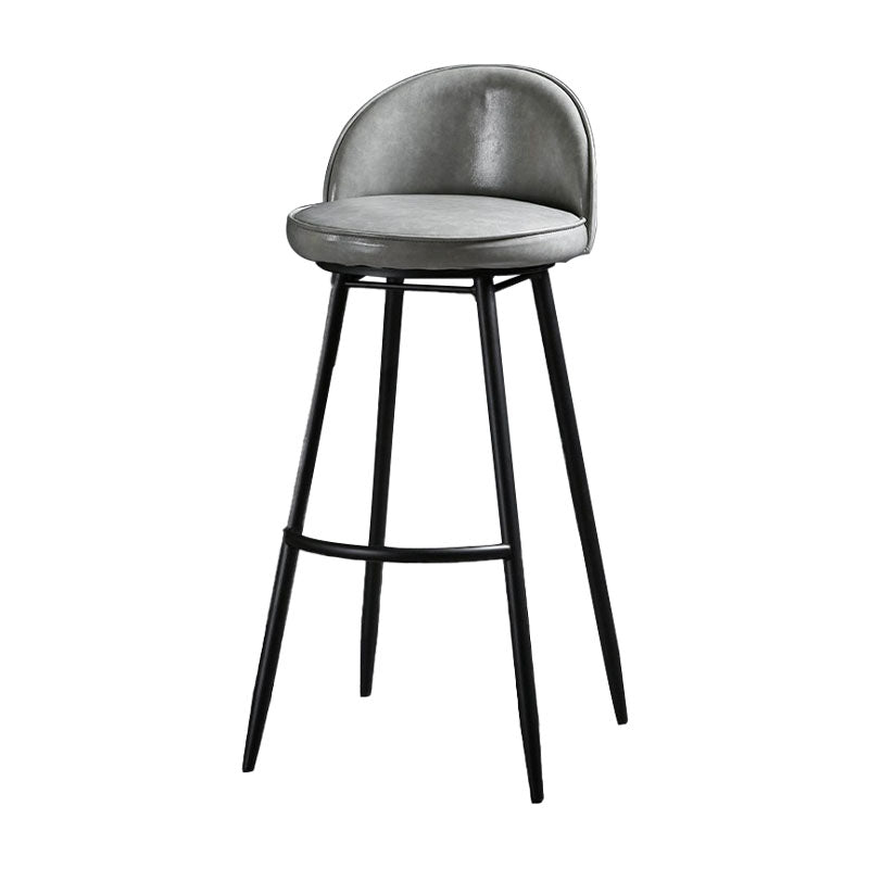Industrial Leather Counter Stool for Home Round Barstools with Metal Base