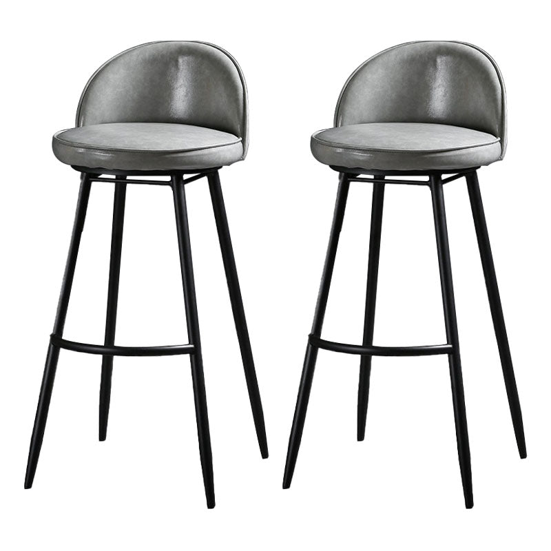 Industrial Leather Counter Stool for Home Round Barstools with Metal Base