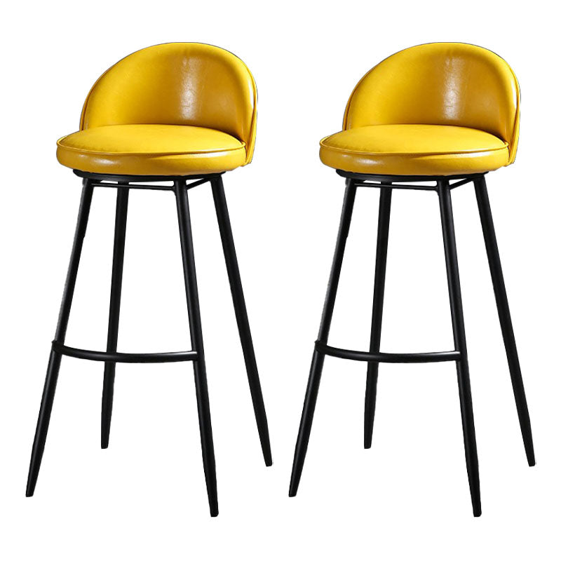 Industrial Leather Counter Stool for Home Round Barstools with Metal Base