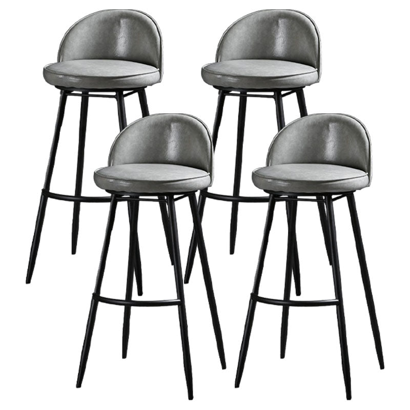 Industrial Leather Counter Stool for Home Round Barstools with Metal Base