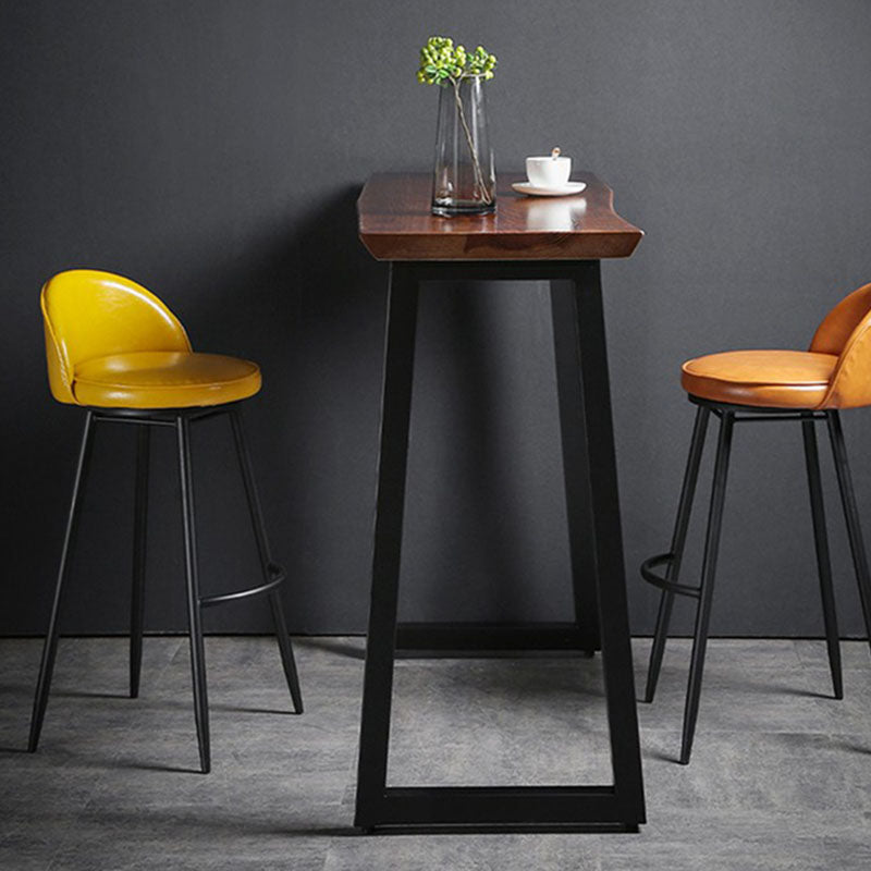Industrial Leather Counter Stool for Home Round Barstools with Metal Base