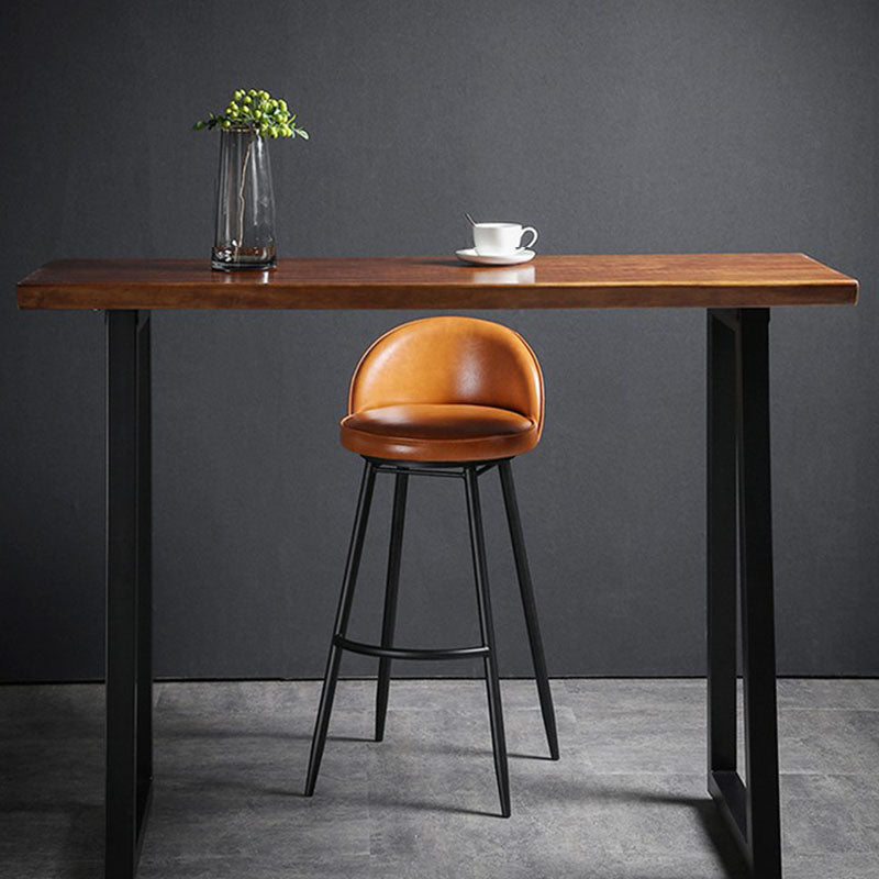 Industrial Leather Counter Stool for Home Round Barstools with Metal Base