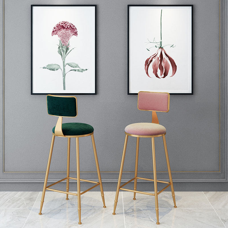 Scandinavian Round Barstools for Home Armless Stools with Metal Base