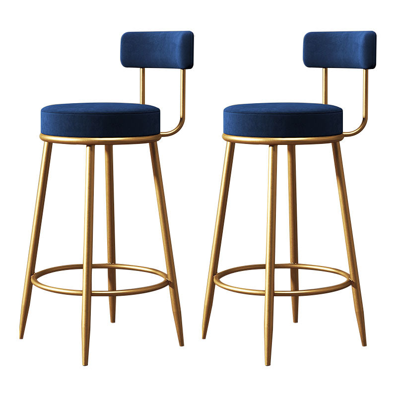 Nordic Style Upholstered Fabric Stools Armless Round Barstools for Home Use