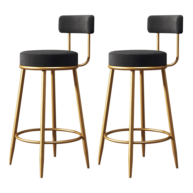 Nordic Style Upholstered Fabric Stools Armless Round Barstools for Home Use