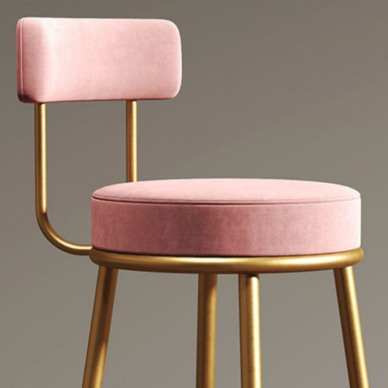 Nordic Style Upholstered Fabric Stools Armless Round Barstools for Home Use