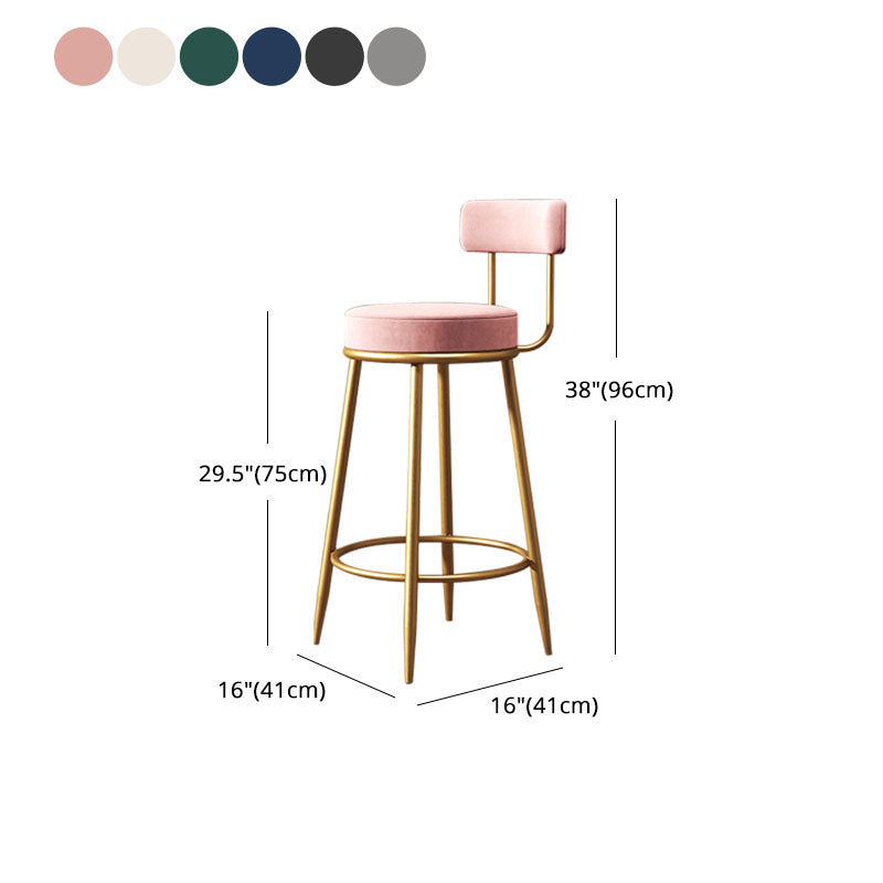 Nordic Style Upholstered Fabric Stools Armless Round Barstools for Home Use
