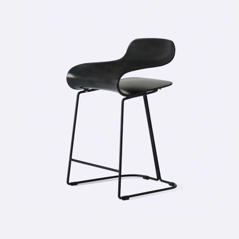 Contemporary Footrest Low Back Barstool Plastic Matte Finish Coffee Shop Stool