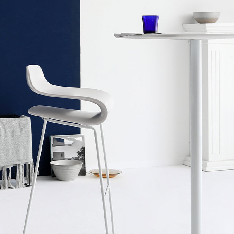 Contemporary Footrest Low Back Barstool Plastic Matte Finish Coffee Shop Stool