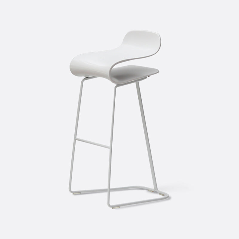 Contemporary Footrest Low Back Barstool Plastic Matte Finish Coffee Shop Stool