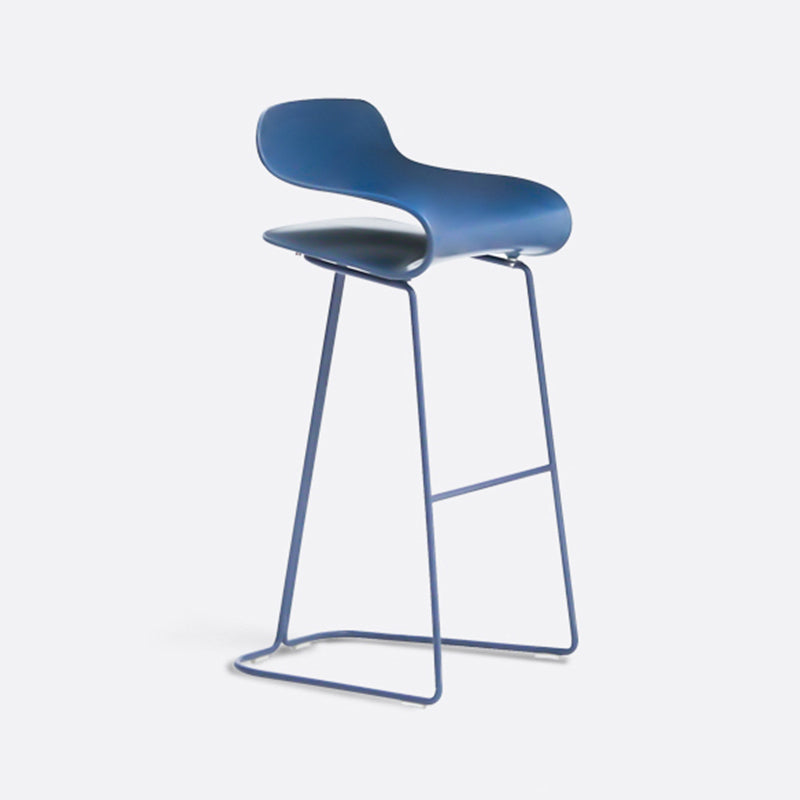 Contemporary Footrest Low Back Barstool Plastic Matte Finish Coffee Shop Stool