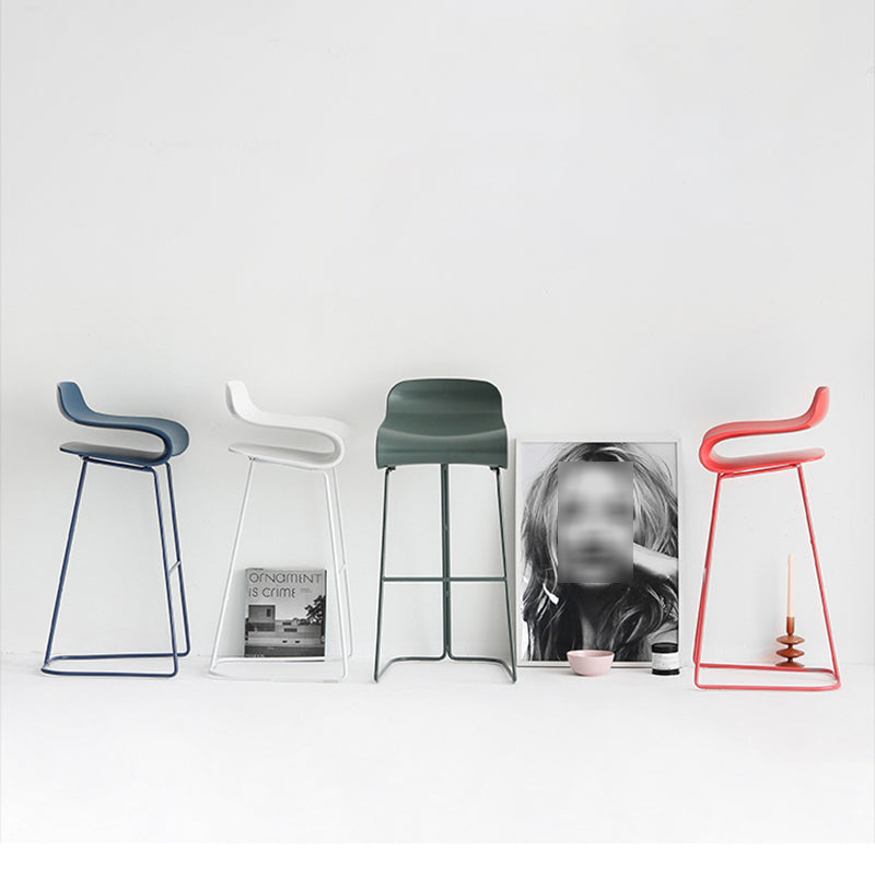 Contemporary Footrest Low Back Barstool Plastic Matte Finish Coffee Shop Stool