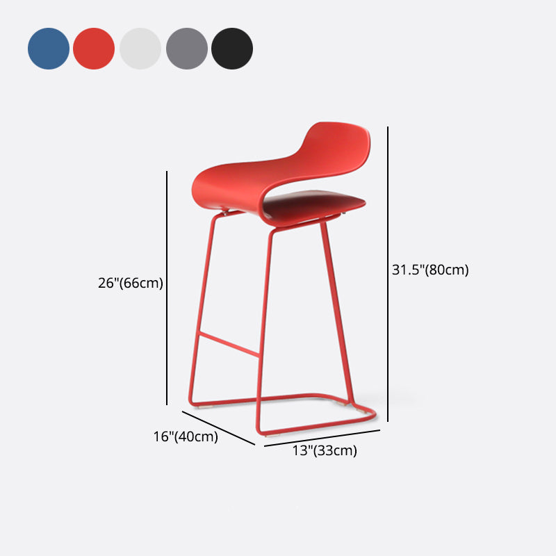Contemporary Footrest Low Back Barstool Plastic Matte Finish Coffee Shop Stool