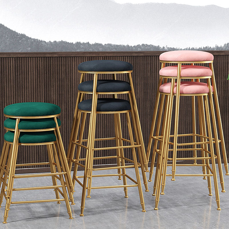 Nordic Design Stackable Backless Barstools for Home Upholstered Bar Stools with Metal Legs