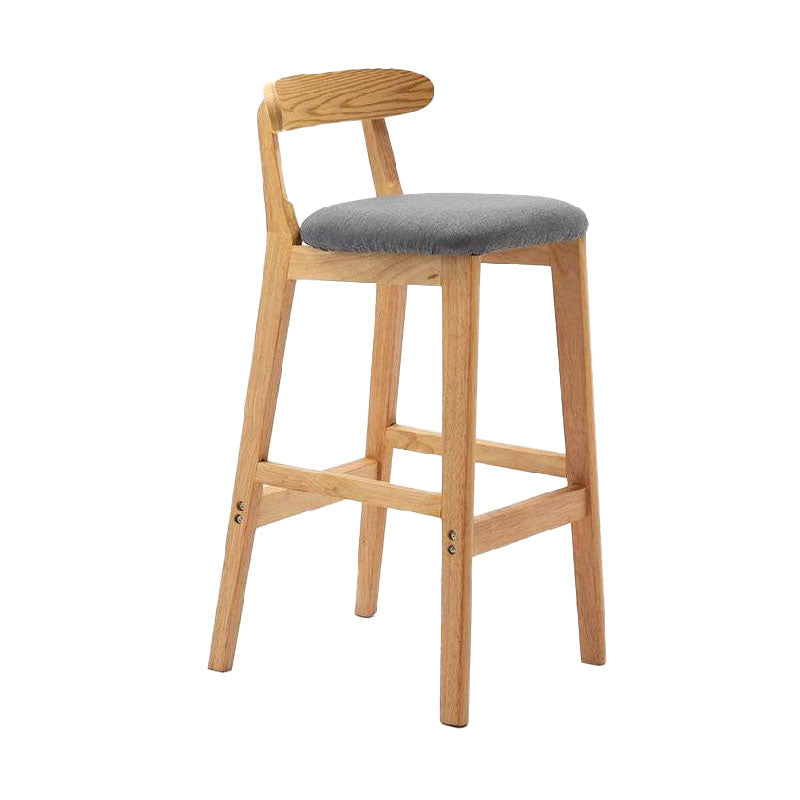 Scandinavian Upholstered Low Back Footrest Stool Matte Finish Rubberwood Barstool
