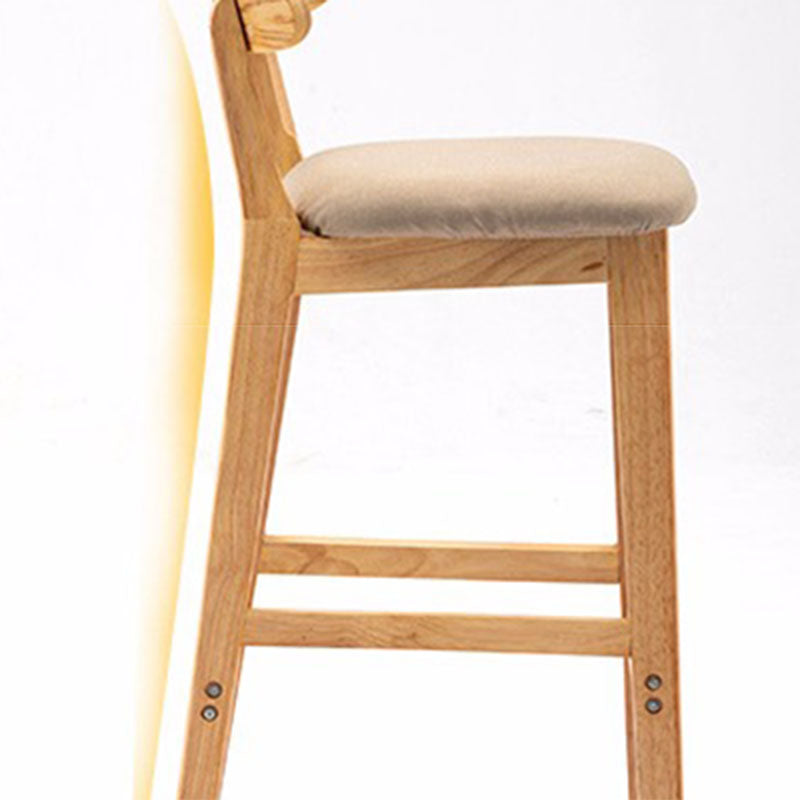 Scandinavian Upholstered Low Back Footrest Stool Matte Finish Rubberwood Barstool