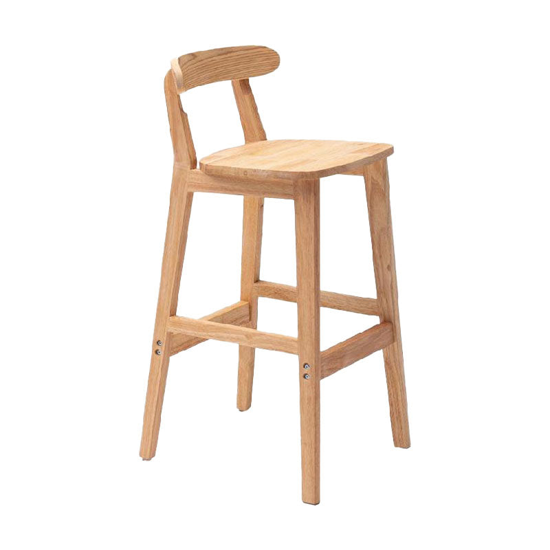 Scandinavian Upholstered Low Back Footrest Stool Matte Finish Rubberwood Barstool