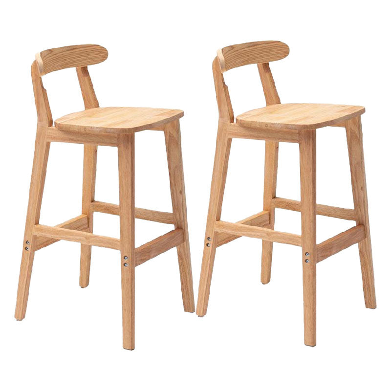 Scandinavian Upholstered Low Back Footrest Stool Matte Finish Rubberwood Barstool