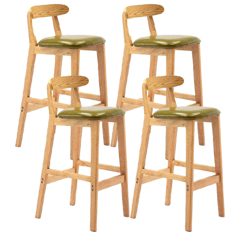 Scandinavian Upholstered Low Back Footrest Stool Matte Finish Rubberwood Barstool