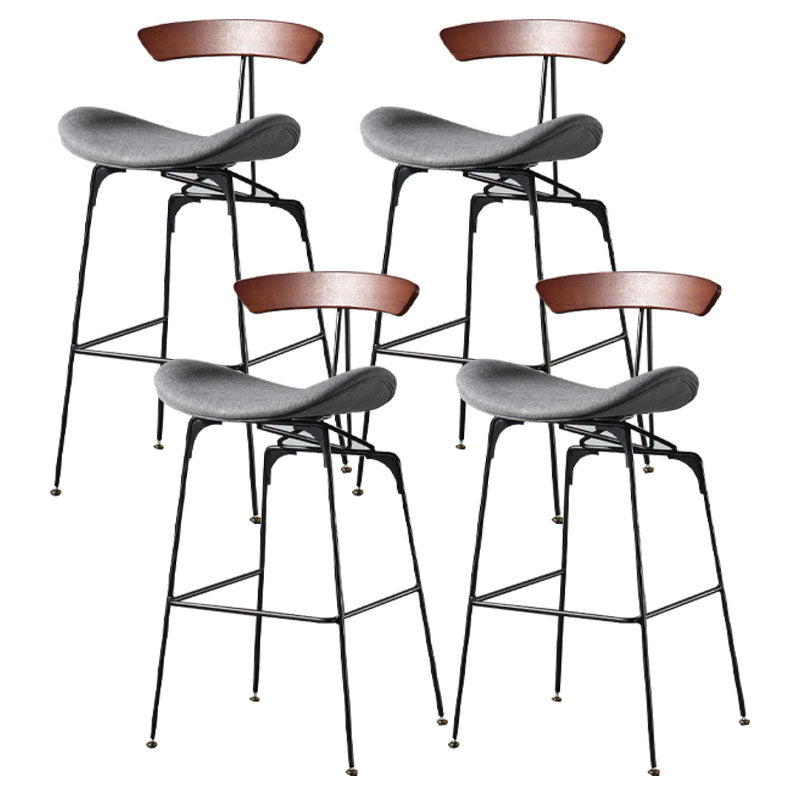 Industrial Footrest Low Back Barstool Matte Finish Leather Milk Tea Shop Stool