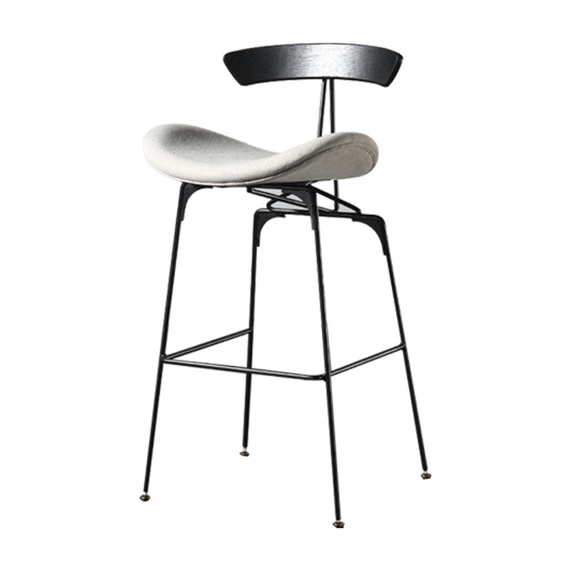 Industrial Footrest Low Back Barstool Matte Finish Leather Milk Tea Shop Stool