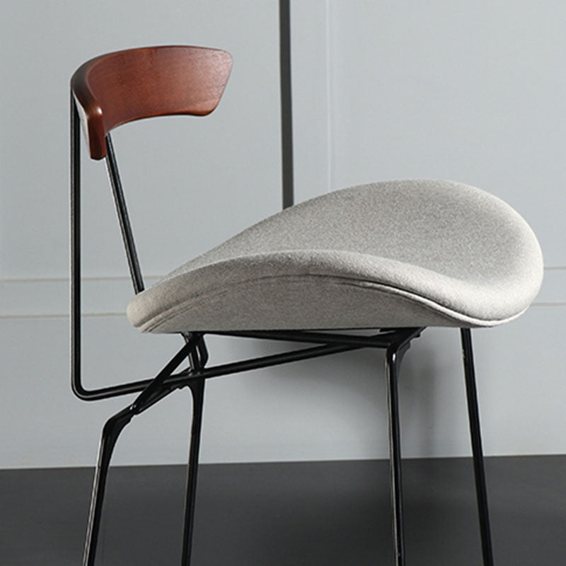 Industrial Footrest Low Back Barstool Matte Finish Leather Milk Tea Shop Stool