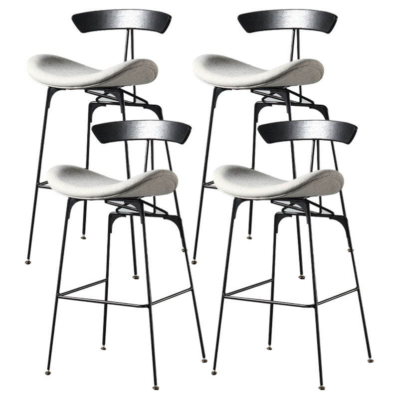 Industrial Footrest Low Back Barstool Matte Finish Leather Milk Tea Shop Stool