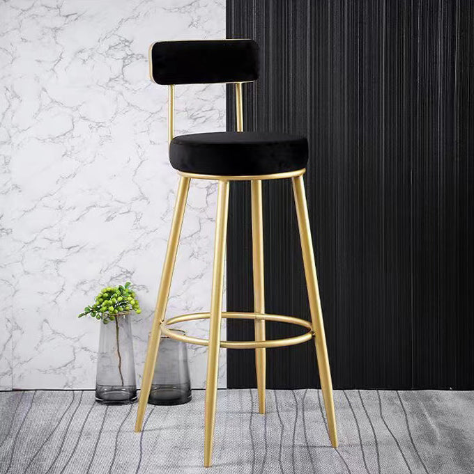 Scandinavian Round Armless Counter Stools Upholstered Bar Stools for Home